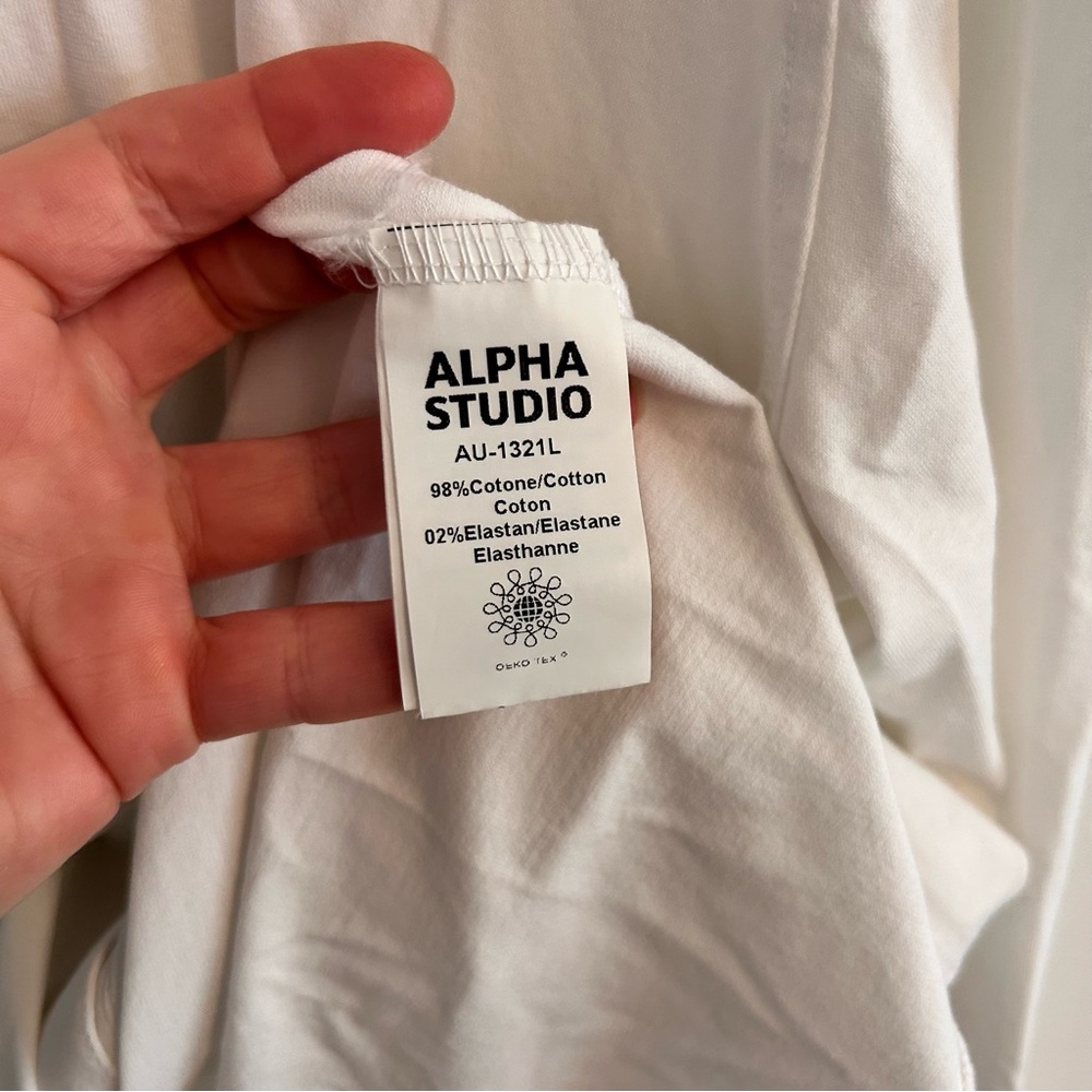 Alpha Studio white cotton elastane button down co… - image 5